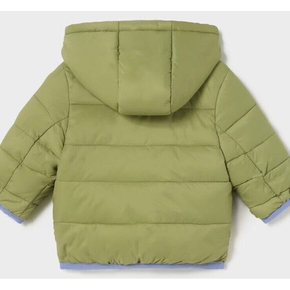 MAYORAL Turtle Green Reversible Puffer‎ Jacket Coat Blue Green Boys 4-6 Months - Picture 2 of 13